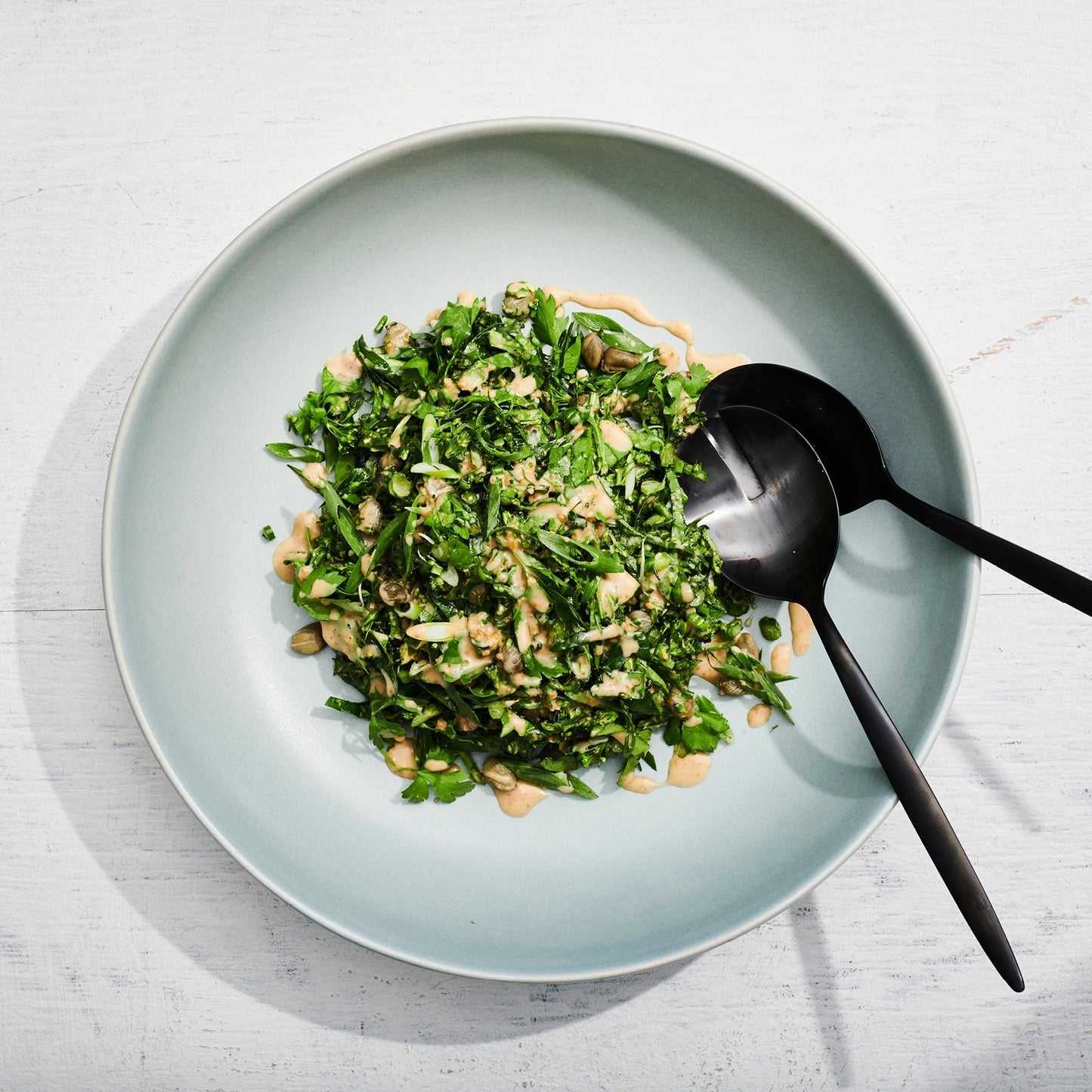 Broccoli, Charred Corn, Quinoa & Salt Baked Ricotta Salad, Green Goddess Dressing