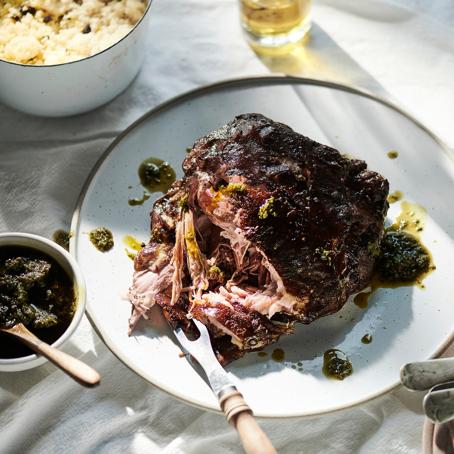 Slow-Cooked Shoulder of Lamb (Bone In), Lemon, Garlic & Rosemary