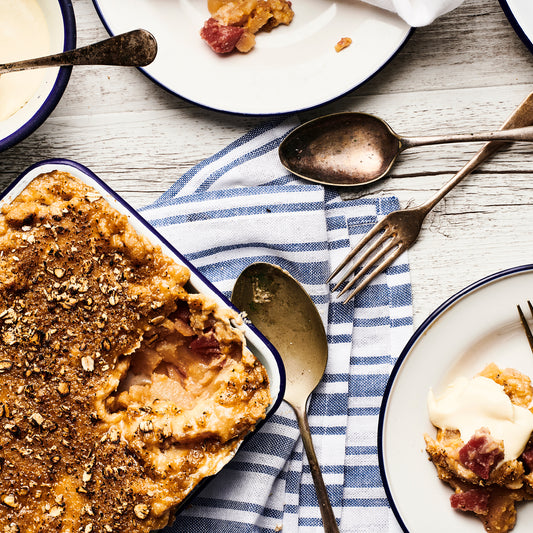Peach Crumble with Double Cream