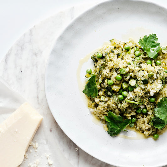Zucchini, Asparagus & Smoked Scamorza Risotto