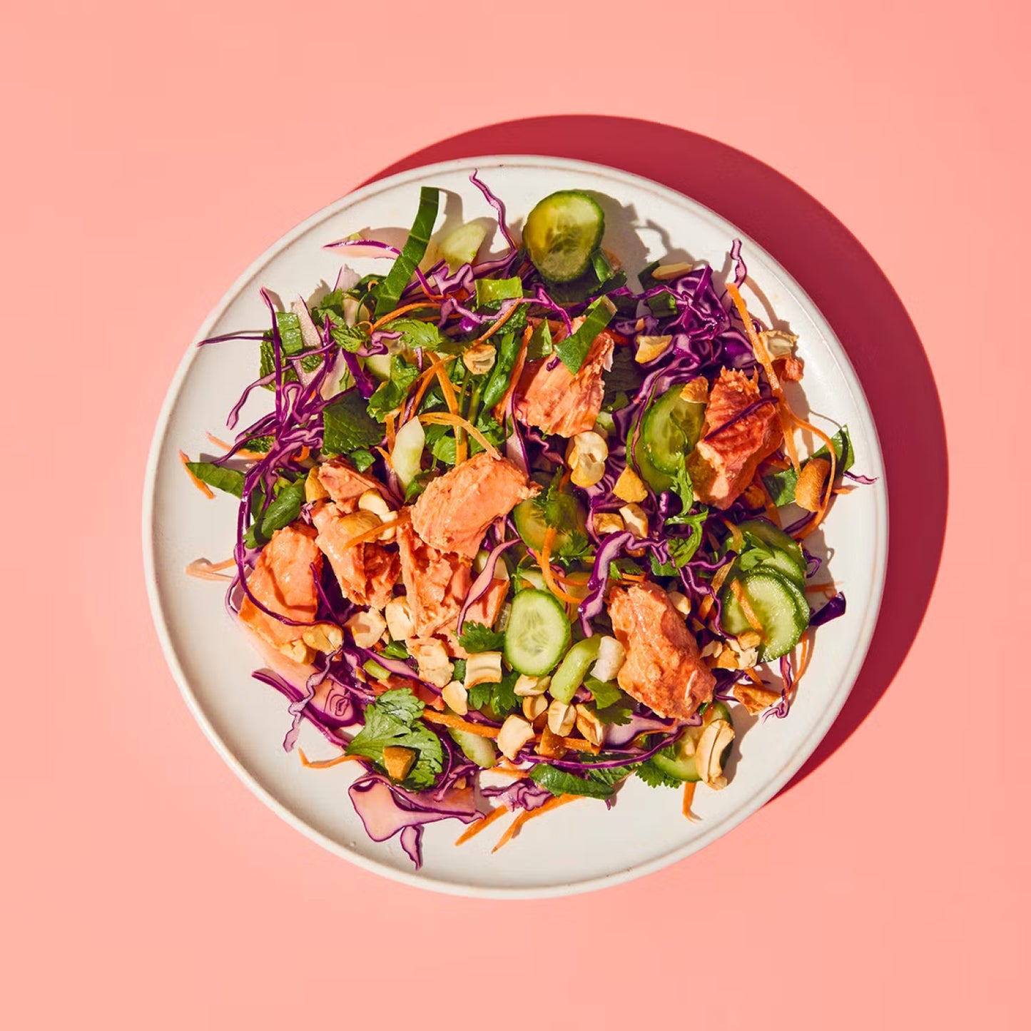 Baked Salmon, Asian Slaw, Sweet Tamarind Dressing, Chilli & Peanuts