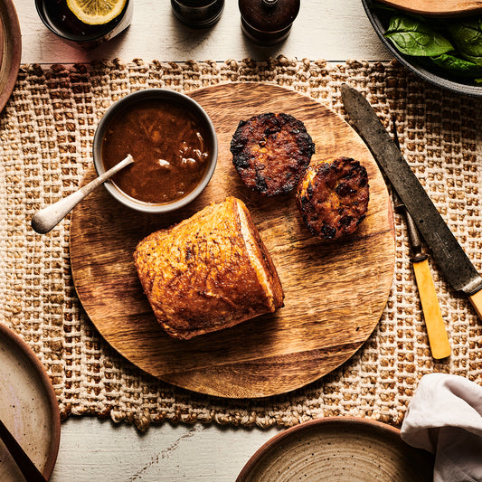 FREE RANGE TURKEY BREAST STUFFED WITH FIG, DUCK & SAGE. (GF)