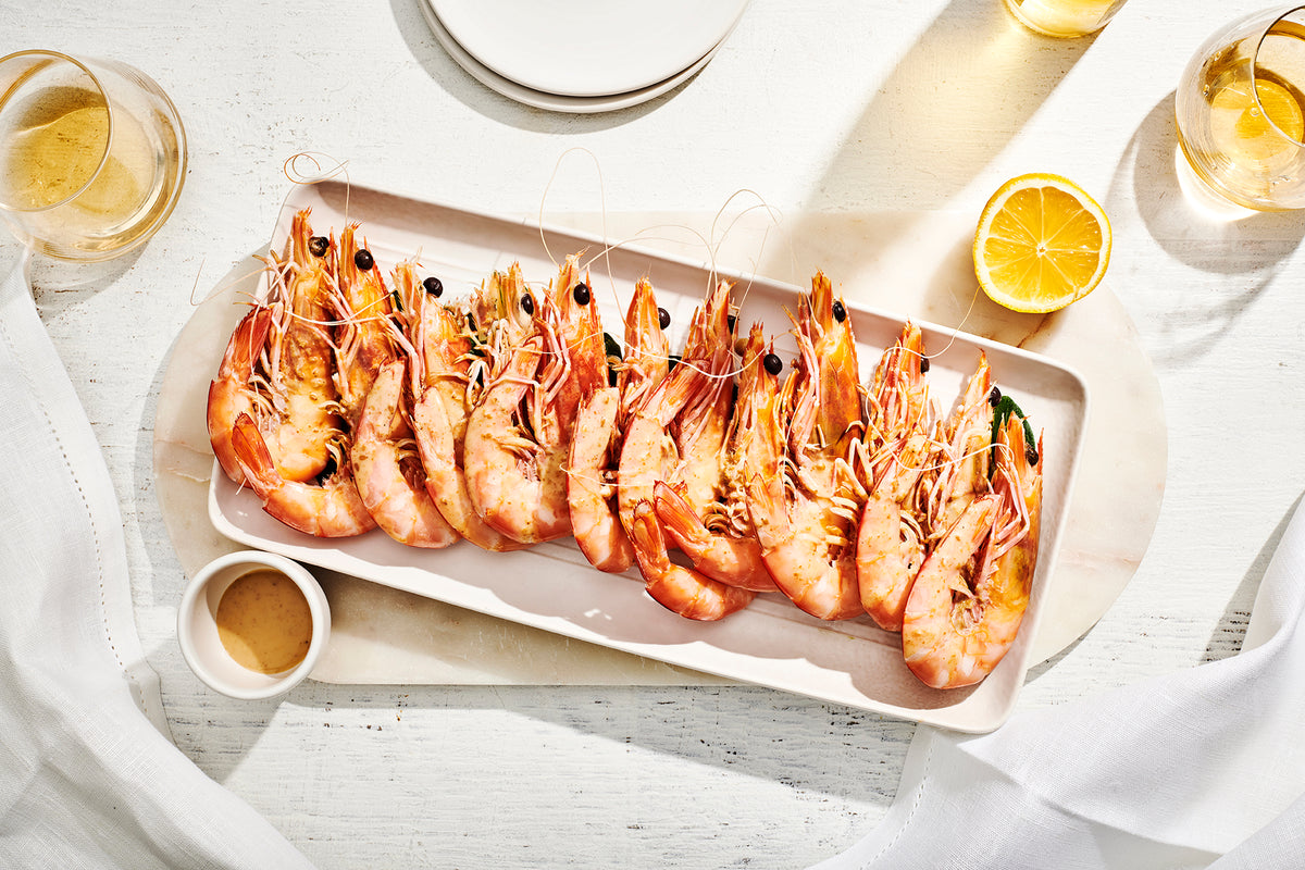WHOLE COOKED KING PRAWNS (1KG), SAUCE MARIE ROSE