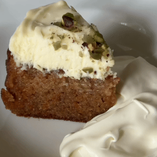 Carrot Cake with Cream Cheese Frosting & Pistachio (GF)