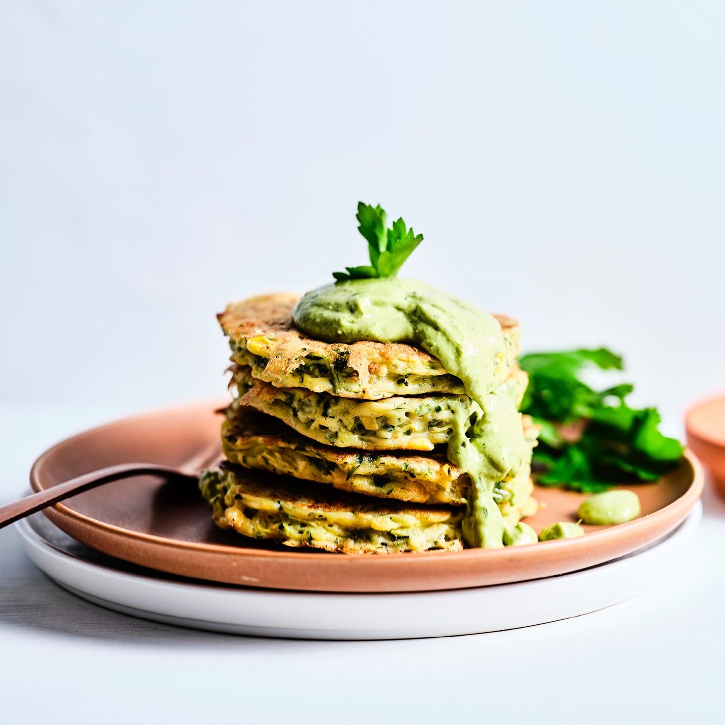 Zucchini & Corn Fritters with Green Goddess Sauce