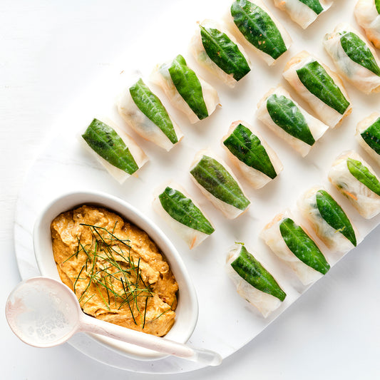 VEGETABLE & MINT RICE PAPER ROLLS, TAMARIND & PEANUT DIPPING SAUCE (VG) (40)