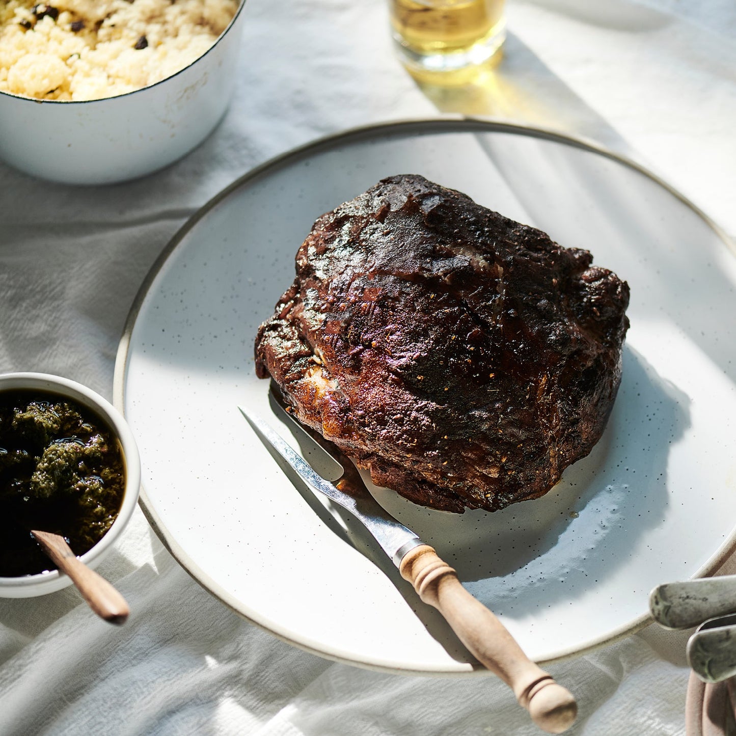 Slow-Cooked Shoulder of Lamb (Bone In), Lemon, Garlic & Rosemary