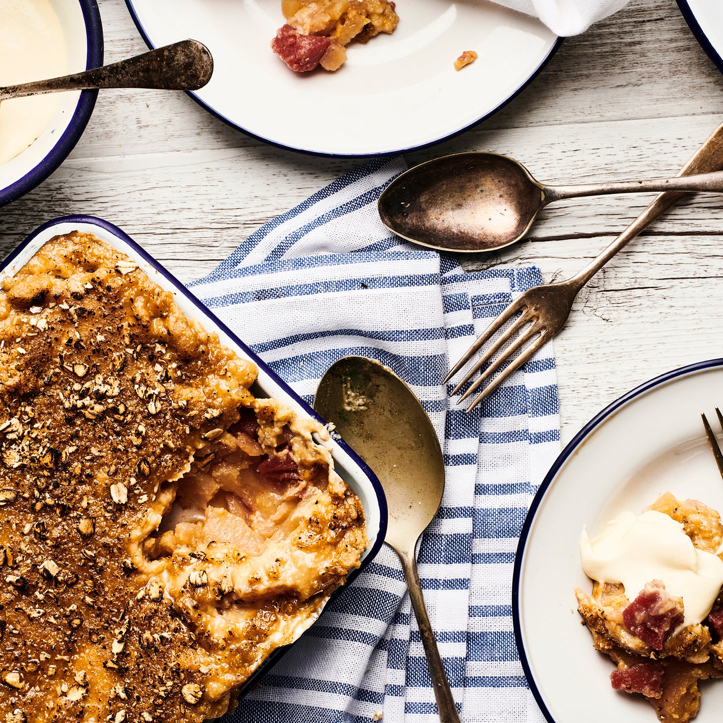 Peach Crumble with Double Cream