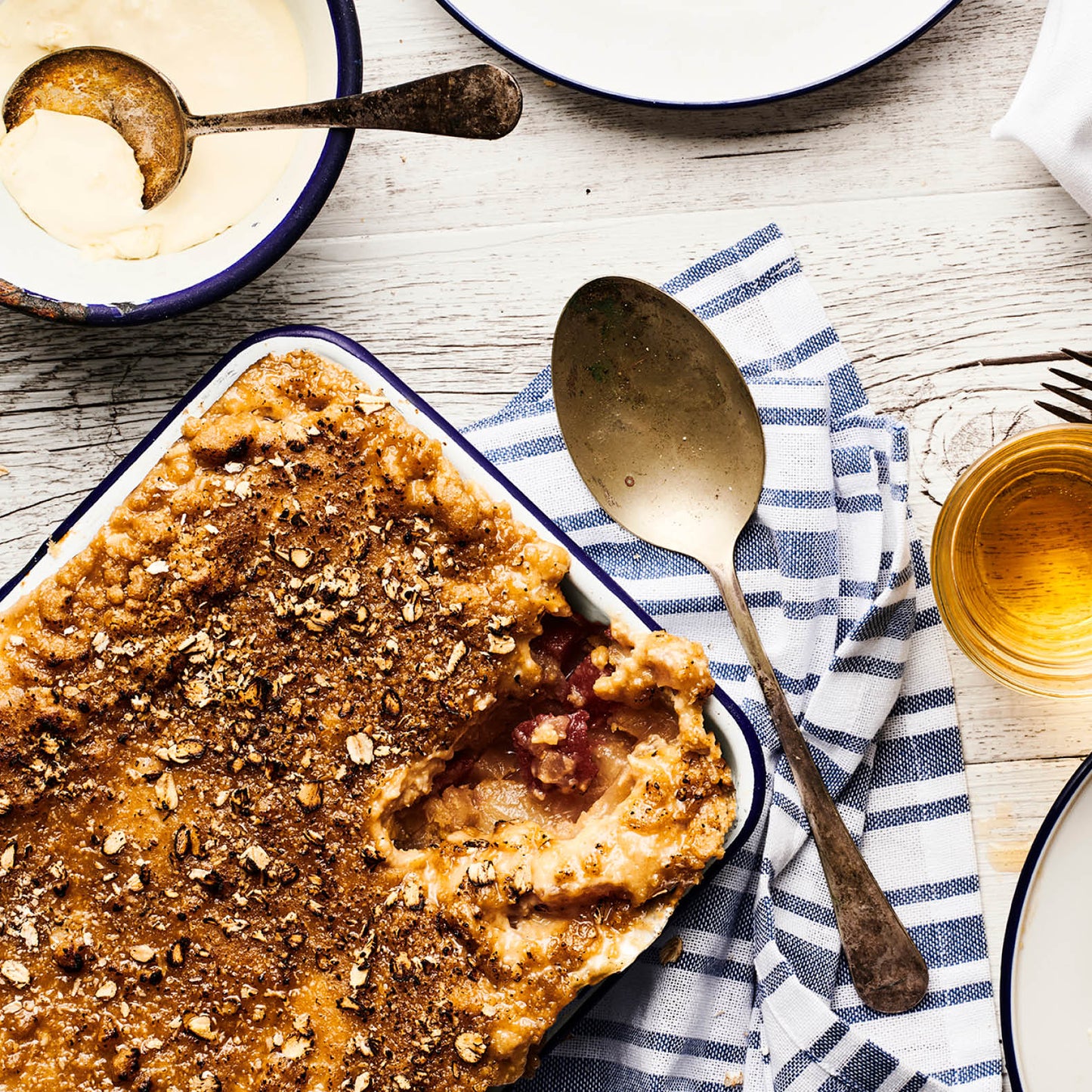 Peach Crumble with Double Cream