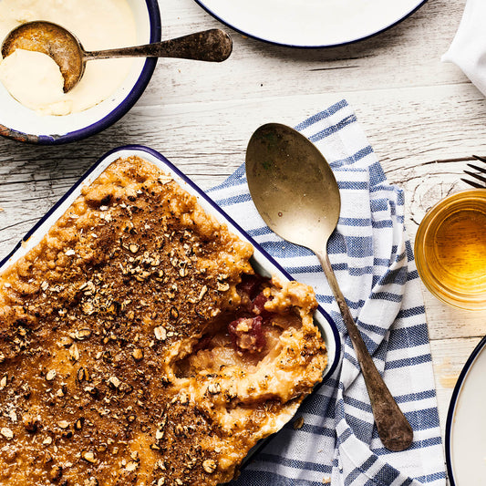 Peach Crumble with Double Cream