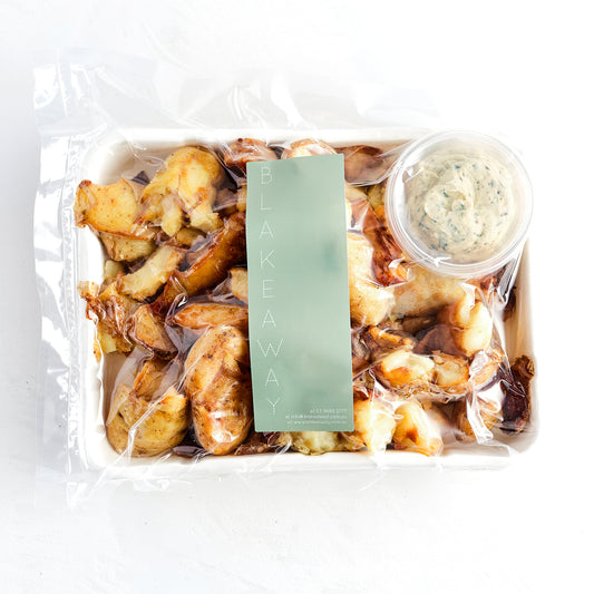 Crushed Kipfler Potatoes, Confit Garlic & Rosemary