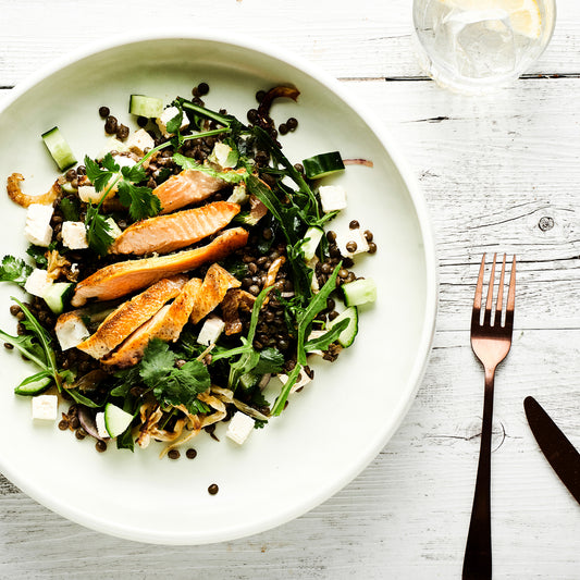Baked Salmon, Chickpeas, Fennel, Capsicum & Cavolo Nero Salad, Chermoula-Tahini Dressing