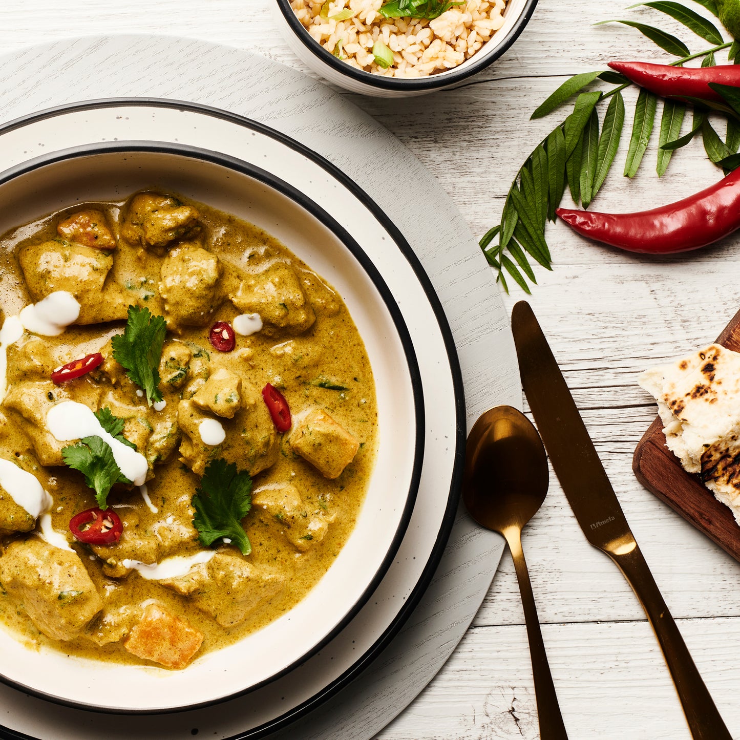Sri Lankan Chicken Curry, Sweet Potato & Cauliflower Curry with Rice - Single Serve (frozen)