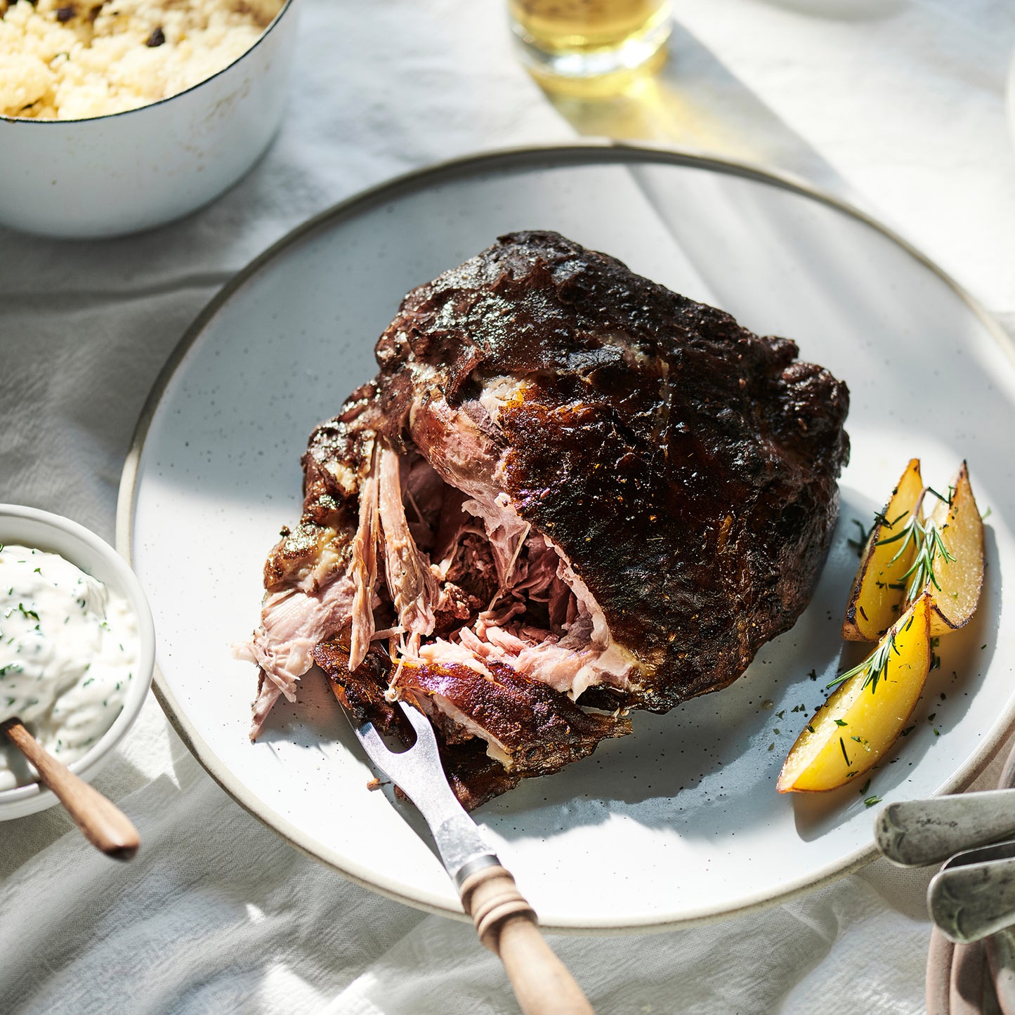 Slow-Cooked Lamb Shoulder, Tzatziki, Greek Style Lemon Roast Potatoes - Single Serve