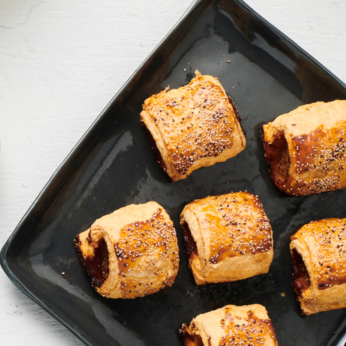 BLAKEAWAY BEEF & PORK SAUSAGE ROLLS, TOMATO RELISH
