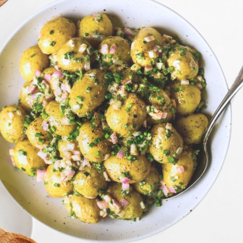 BABY POTATO, HERBS, CORNICHONS, PICKLED SHALLOTS & SEED-MUSTARD VINAIGRETTE