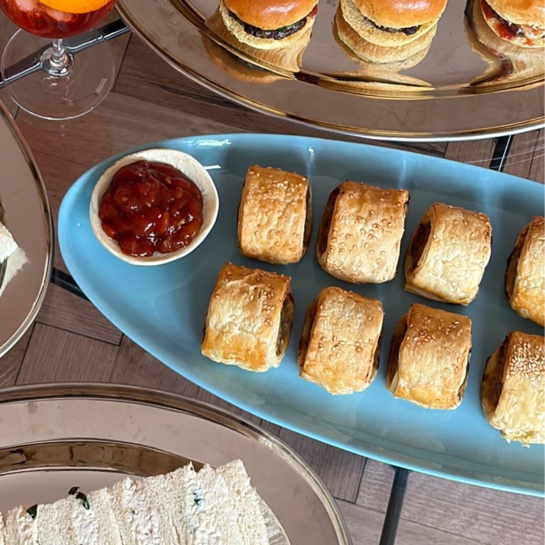 BLAKEAWAY BEEF & PORK SAUSAGE ROLLS, TOMATO RELISH