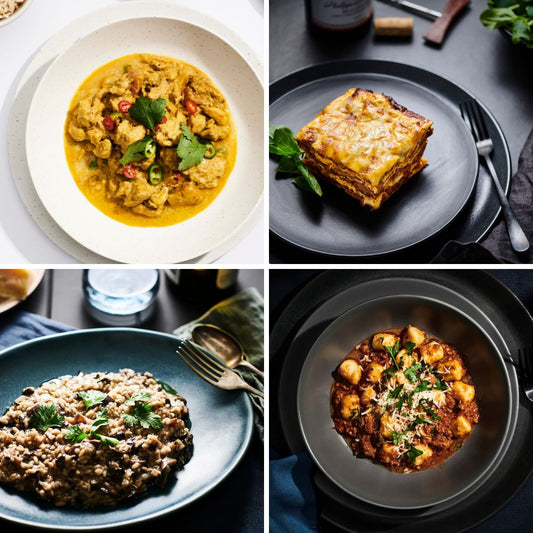 Four meals that make up the single serve meal bundle